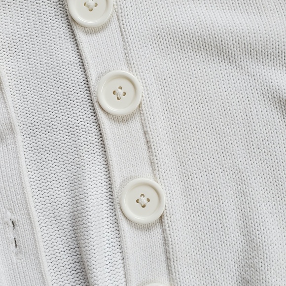 Womens White Knitted Large Button Cardigan Ellemenno - Picture 6 of 16